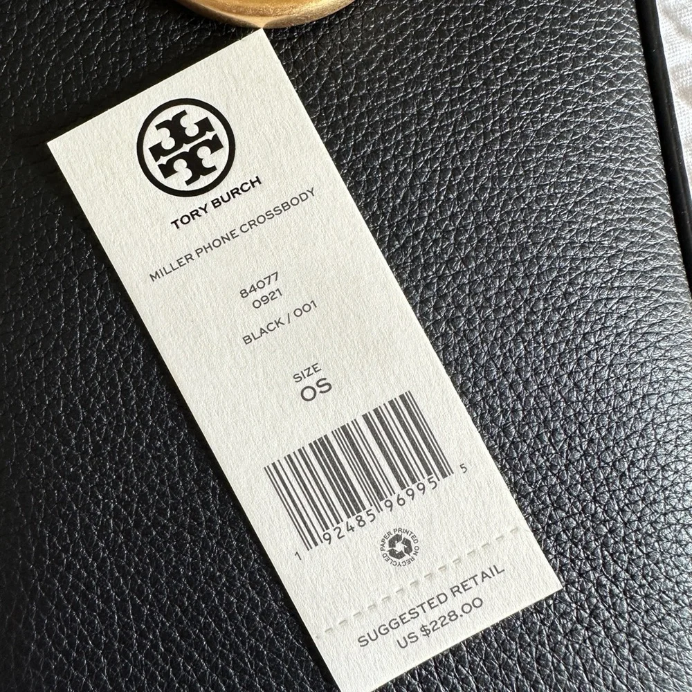 Tory Burch Black Crossbody Phone Bag with Gold Logo